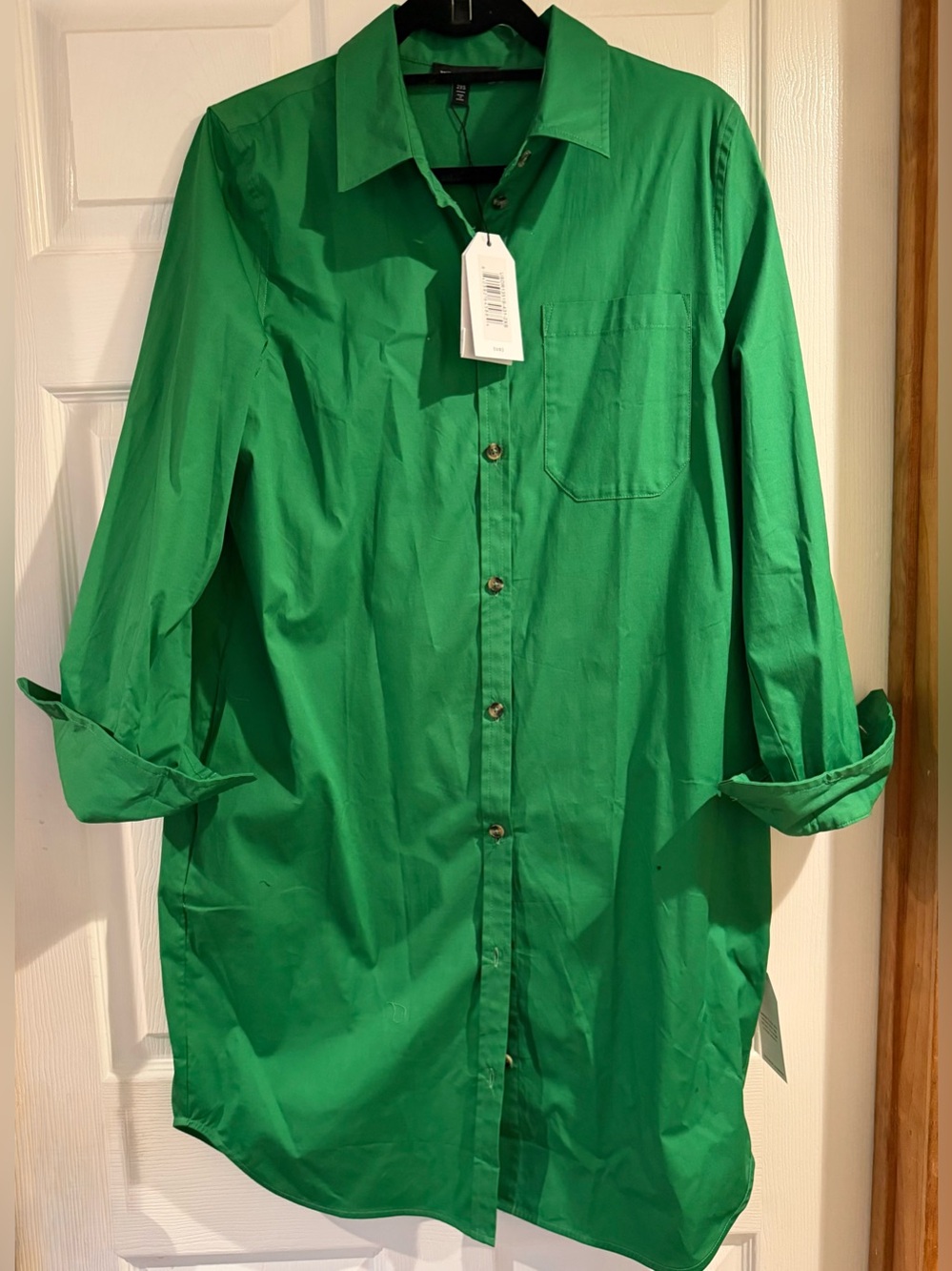 Universal standard, poplin shirtdress/duster, green